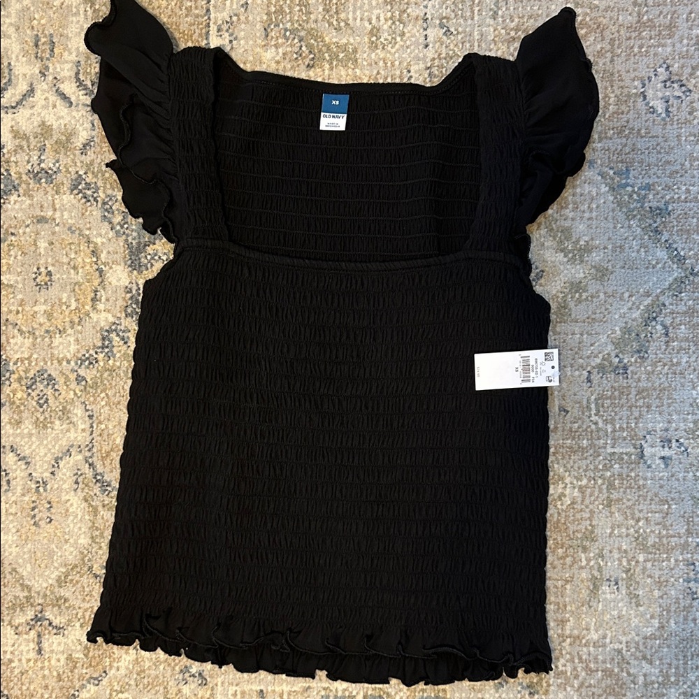 Old Navy Black Ruffle Sleeve Tank Top